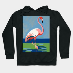 Flamingo Against Blue and Green Background Hoodie